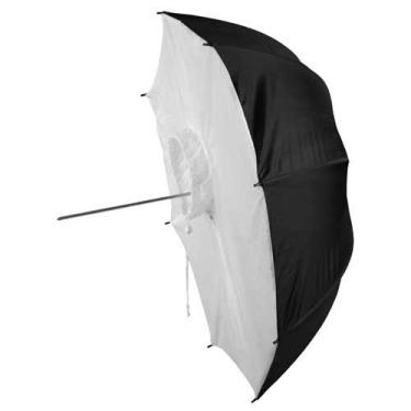 Imagem de Fotodiox Fotodiox Guarda-chuva premium para estúdio, softbox, 109 cm, preto e prata, interior refletivo com capa branca neutra