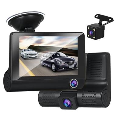 Imagem de 1080P Full HD Dash Cam com tela IPS de 4 polegadas frontal e traseira Dual Dash Camera Driving Recorder Visão grande angular Sensor G Loop Gravação Detecção de movimento Monitor de estacionamento-MANGAO