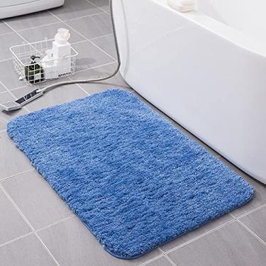 Imagem de SHENGANG Tapete de banho Tapetes de banho de fibra superfina Tapete higiênico antiderrapante banheiro lavatório quarto tapetes de área de piso, azul, 40x120 cm