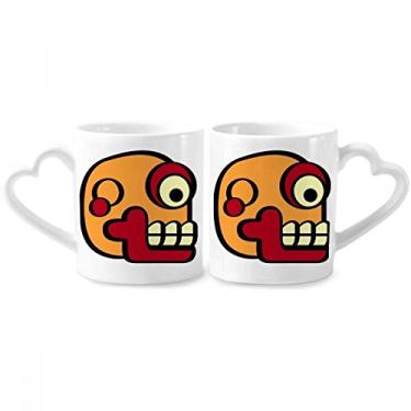 Imagem de Conjunto de canecas de porcelana para casais, desenho de arte abstrata indiana e coração