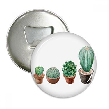 Imagem de Ilustração de cacto suculentas em vaso, abridor de garrafas, ímã de geladeira, emblema multifuncional