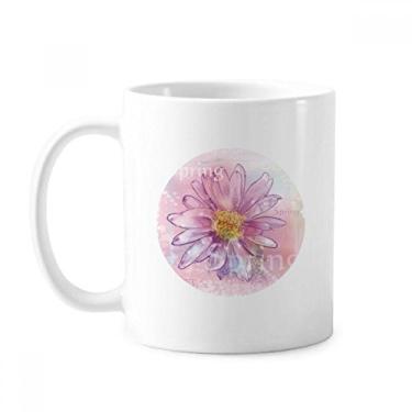 Imagem de Caneca de cerâmica com flor de crisântemo rosa aquarela caneca cerâmica xícara de porcelana de café louça