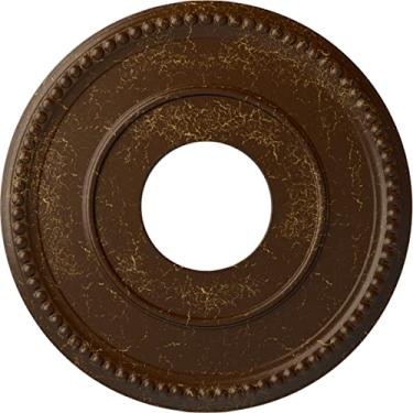 Imagem de Ekena Millwork Medalhão de teto Bradford CM12BRRBC 12-1/5.1 cm x 3-7/20.3 cm x 3/10.2 cm, Raiz Beer Crackle