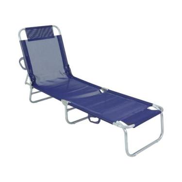 Imagem de Cadeira Espreguiçadeira Textilene Em Alumínio Azul Bel - Bel Fix