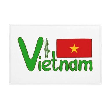 Imagem de DIYthinker Tapete de chão com bandeira nacional do Vietnã com padrão verde vermelho antiderrapante para porta de banheiro