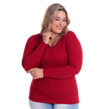 Imagem de Blusa Manga Longa Feminina Canelada 2x1 com Renda