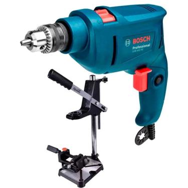 Imagem de Furadeira Industrial Impacto 3/8 com Reversão 450W GSB 450 RE BOSCH + Suporte