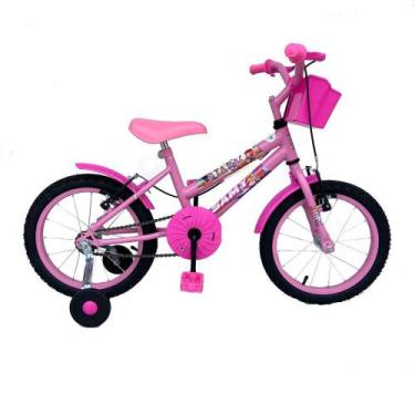 Imagem de Bicicleta Infantil Menina Aro 16 Com Rodinhas Cestinha Super Resistent