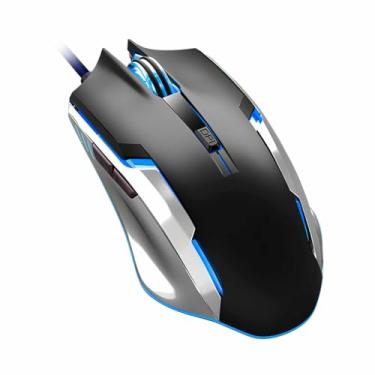 Imagem de JUSHZ Mouse de computador para laptop USB, jogos, mouses ergonômicos, ópticos, com fio, rolagem de 4 vias, botões programáveis leves, rolagem sensível ao toque, macro 800DPI 1200DPI 1600DPI 2400DPI