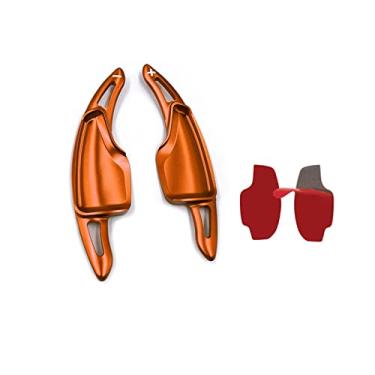 Imagem de MICROCK Extensões de câmbio de volante para Chevrolet Camaro 2016-2024, para Chevy C7 Corvette 2014-2019, alumínio laranja