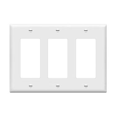 Imagem de Enerlites 8833-W 8833W interruptor de luz decorador/placa de parede de receptáculo, tamanho padrão 3 gang, termoplástico de policarbonato, branco