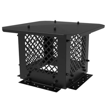 Imagem de Hahaemall Tampa de chaminé, capa de chaminé de 25,4 x 25,4 cm, tampas de chuva de chaminé, tampas de chaminé de lareira para fora para caber nos tamanhos existentes de ladrilhos de chaminé, preto