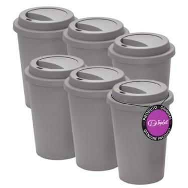 Imagem de Kit 6x Copos para Viagem 450 ml Jacarta TopGet (Cinza)