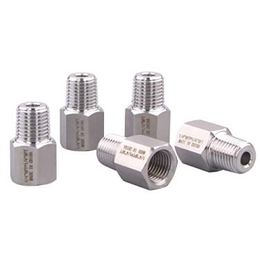 Imagem de DERPIPE Encaixe adaptador redutor forjado - conector de tubo redutor de aço inoxidável 304, NPT fêmea de 1/4" x NPT macho de 1/4" (pacote com 5)