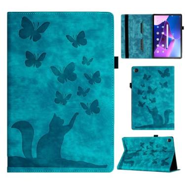Imagem de Refilerss Capa para Lenovo Tab M10 Plus 3ª geração de couro PU de 10,6 polegadas com suporte conveniente, proteção à prova de choque, capa flip com estampa de gato borboleta M10 Plus 3 Geração