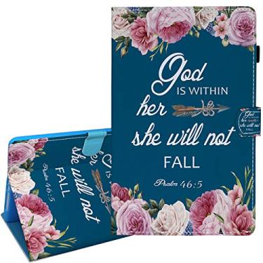 Imagem de Capa para Galaxy Tab A7 2020, SM-T500/T505/T507 Capa para tablet, Bible Psalm 46:5 Rosa Flor Carteira PU Suporte Folio Slim Smart com Auto Sleep/Wake Capa para Samsung Galaxy Tab A7 10,4 polegadas