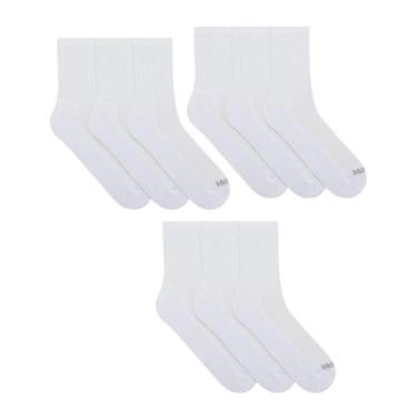 Imagem de 9 Pares De Meias Mash Básica Cano Médio Em Algodão Para Treino Corrida