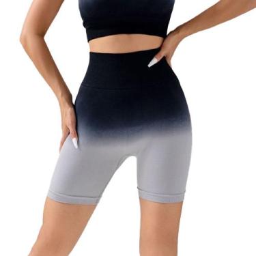 Imagem de Short Feminino Cintura Alta Sem Costura E Flexível Para Academia Trein
