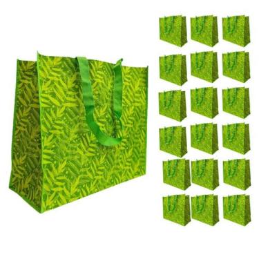 Imagem de Bolsa Sacola Ecologica Ombro Ecobag Kit 17 Unidades Mercado Compras Fe