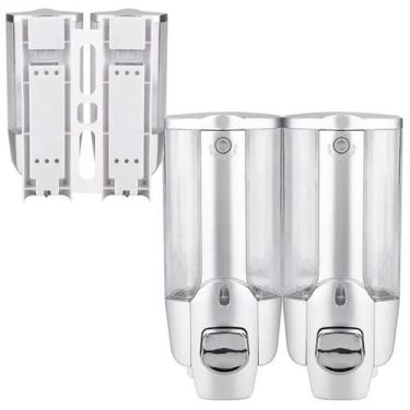 Imagem de Dispenser Duplo Detergente Sabao Liquido Alcool Gel Parede Shampoo Con