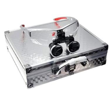 Imagem de Óculo Lupa Binocular Com Fotoforo Óculos Dentista 3,5x 420mm Ajustável