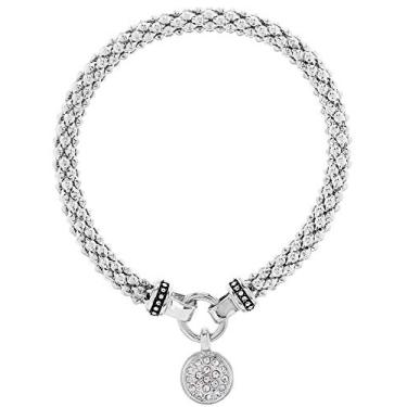 Imagem de Nine West Pulseira feminina elástica com círculo de cristal prateado