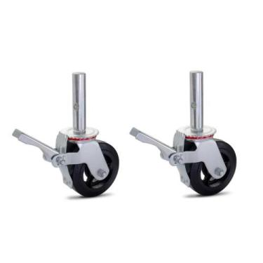 Imagem de Kit 02 Rodizio Para Andaime Roda De Borracha Ferro Giratório - Colson 