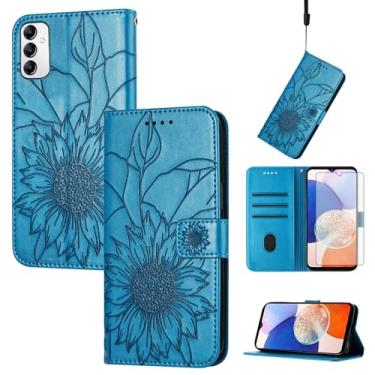 Imagem de Asuwish Capa de telefone para Samsung Galaxy A14/M14 5G com protetor de tela de vidro temperado e estampa floral, carteira com suporte para cartão de crédito, acessórios de celular A 14 4G 14 A 14 M