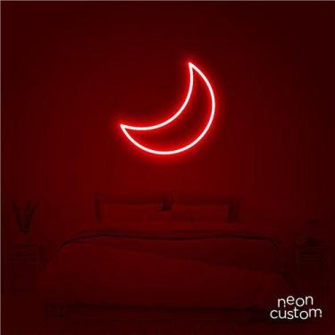 Imagem de luminaria letreiro Neon Led Lua 60x60 luminoso decoração p/ selfie - N