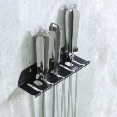 Imagem de Suporte De Espetos Ou Facas Parede 5 furos Aço Pintado Preto - Maxx Di