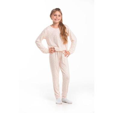 Imagem de Conjunto Pijama Malha Juvenil - Cor De Cacau, 10, Estrelas rosa