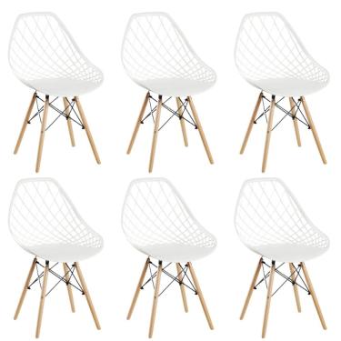 Imagem de Conjunto 6 Cadeiras para Sala de Jantar Clarice Cloe Madeira Branco