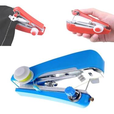 Imagem de Máquina de costura portátil, mini máquina de esgoto, máquina de costura manual portátil, máquina de costura de costura manual para artesanato DIY
