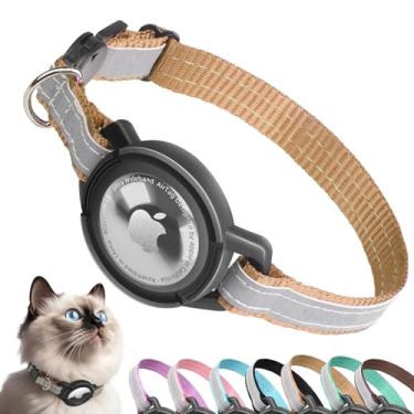 Imagem de Coleira Airtag para gatos Breakaway, coleiras refletivas Odokele com suporte para Apple Air Tag para gatinhos, coleiras ajustáveis com fivela de liberação rápida de segurança para gatinhos e filhotes