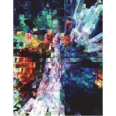 Imagem de Math Notebook Cornell Notes & 4x4 Graph Paper 8.5"x11" 150 Pages: Digital Art Glitch Color Block Cover Design