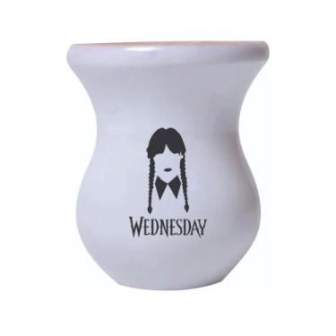 Imagem de Cuia De Madeira Branca Personalizada Wandinha mod.01 - Mix atacadista