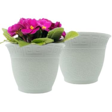 Imagem de Kit 2 Vasinhos para Violeta e Kalanchoe Decoração Cachepô Redondo 9cm - Vaso de Planta - COR: OFF WHITE