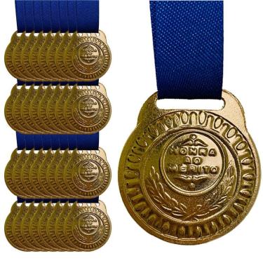 Imagem de Kit 30 Medalhas Gravado Honra Ao Mérito 3.5cm Envio Imediato ouro
