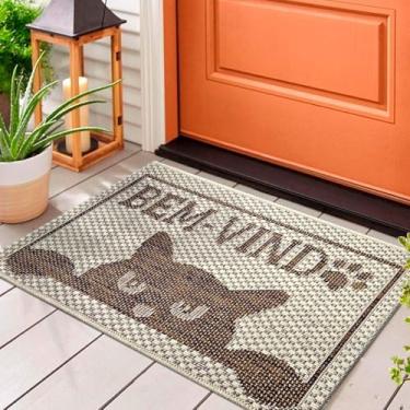 Imagem de 2 Tapete Porta Capacho Antiderrapante Js Gato 40x60 M87 (Fel M87 Bege Marrom Cru - ECO NAT BV)