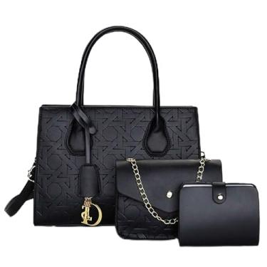 Imagem de Ansseng Bolsas e bolsas transversais femininas, bolsa de couro PU, bolsas de ombro com alça superior, pasta para mulheres, Preto