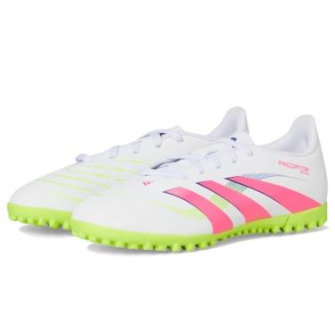 Imagem de adidas Tênis unissex infantil Club Predator Turf Chuteiras de futebol (criança pequena), Branco/rosa lúcido/limão lúcido, 13 Little Kid