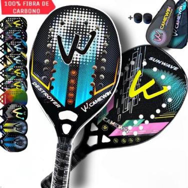 Imagem de Kit 2 Raquetes Beach Tennis Camewin 100% Fibra De Carbono 3K