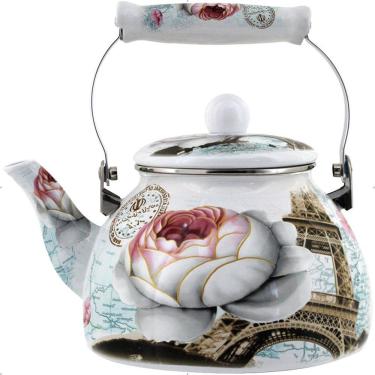 Imagem de Chaleira Premium Aço Esmaltada Retrô Vintage 2,5l Paris Rosa