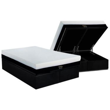 Imagem de Kit Cama Box Baú Queen Gold Line Elastic Zipper com Colchão Molas Ensacadas Suede Black...