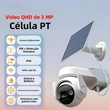 Imagem de Kit De Câmera De Segurança Externa Movida a Energia Solar 3MP 2K Com Á