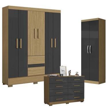 Imagem de Guarda Roupa Casal Coimbra 2005138 com Armário Multiuso New 2000192 e 