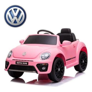 Imagem de Mini Carro Elétrico Licenciado Vw Beetle Fusca Rosa 6v - Importway