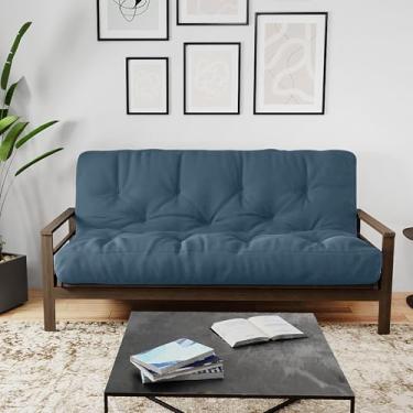 Imagem de Royal Sleep Products Colchão Futon de espuma Futon Factory de 30 cm – Tecido azul jeans sólido – Tamanho solteiro – Espumas certificadas CertiPUR – Feito nos EUA – (moldura não incluída)