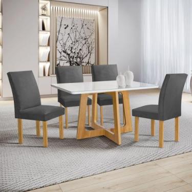Imagem de Conjunto Mesa Arizona 120cm com 4 Cadeiras Canela Tampo Smart Plus com