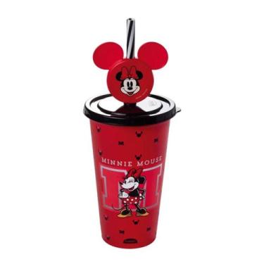 Imagem de Copo Refri Minnie Infantil com Tampa Canudo 500ml Disney - PLASUTIL